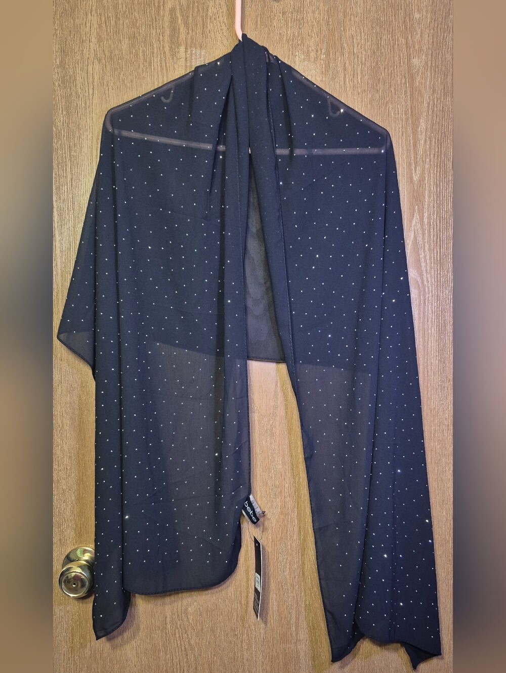 NWT Bebe Bling+Pearl Scarf,Wrap Embellished With Rhinestones 25"×70"